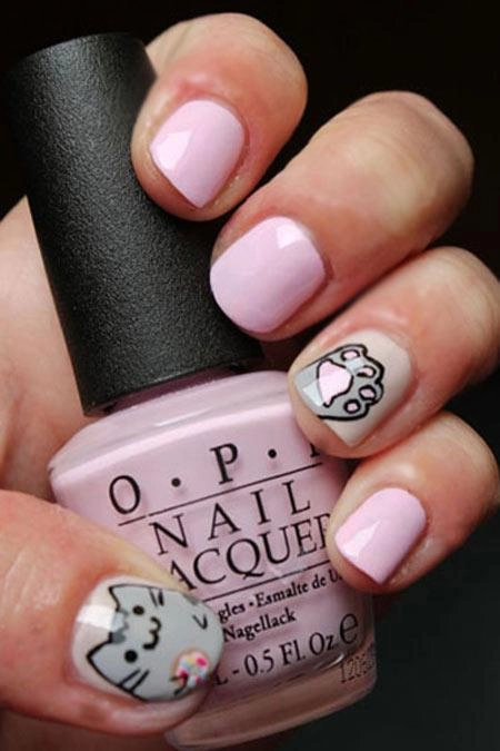 Mẫu nail hình mèo dễ thương