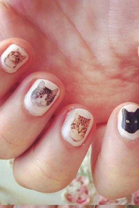 Mẫu nail hình mèo dễ thương