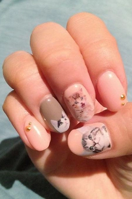 Mẫu nail hình mèo dễ thương