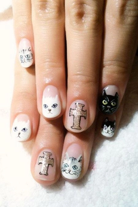 Mẫu nail hình mèo dễ thương