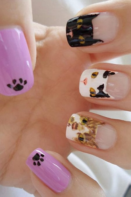 Mẫu nail hình mèo dễ thương