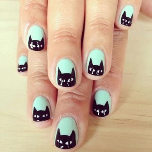 Mẫu nail hình mèo dễ thương