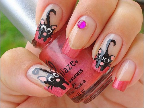 Mẫu nail hình mèo dễ thương