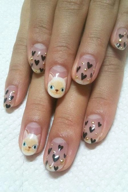 Mẫu nail hình mèo dễ thương