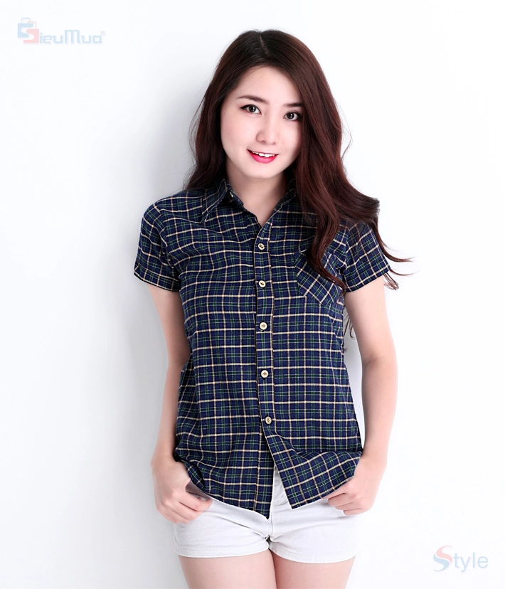 Áo sơ mi nữ tay ngắn cho nàng nấm lùn dễ thương