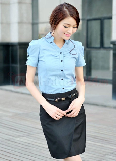 Áo sơ mi nữ tay ngắn cho nàng nấm lùn dễ thương