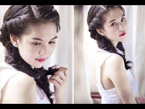 Kiểu tóc tết mái viền phong cách hàn dễ thương