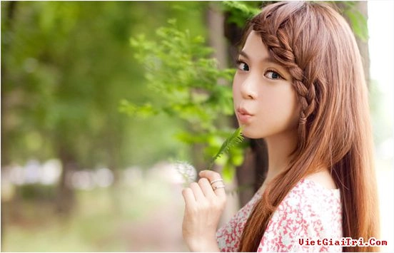 Kiểu tóc tết mái viền phong cách hàn dễ thương