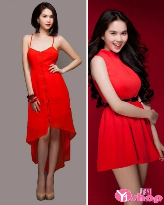 Váy đầm liền thân dài đẹp lộng lẫy với màu đỏ