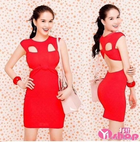 Váy đầm liền thân dài đẹp lộng lẫy với màu đỏ