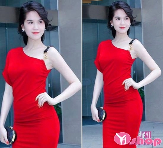 Váy đầm liền thân dài đẹp lộng lẫy với màu đỏ