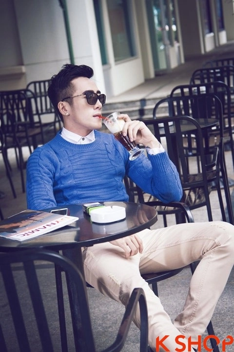 Áo len nam ohong cách hàn cho chàng cuốn hút xuống phố