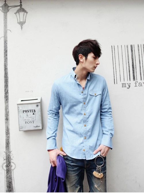 Áo sơ mi nam denim thời trang nổi bật cho teenboy