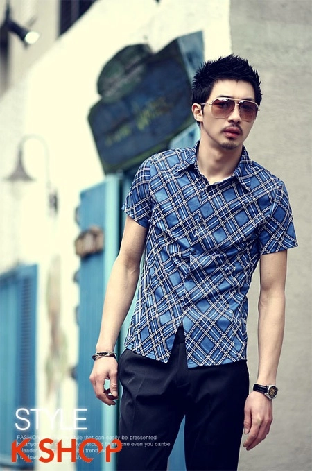 Bst áo sơ mi nam họa tiết kẻ ô tuyệt đẹp
