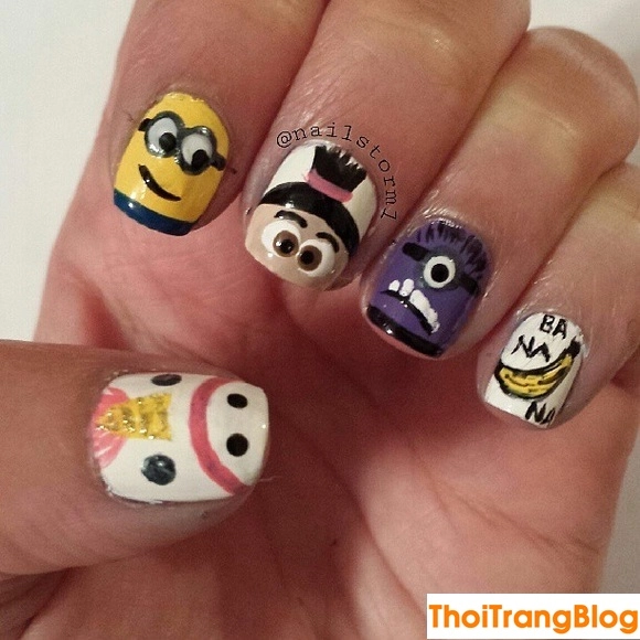 20 kiểu móng tay nail minion siêu dễ thương cho bạn gái