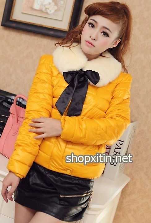 Áo khoác phao nữ cổ lông đẹp cho bạn gái