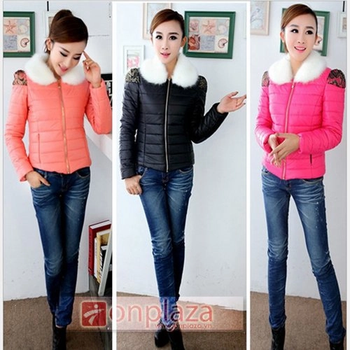 Áo khoác phao nữ cổ lông đẹp cho bạn gái