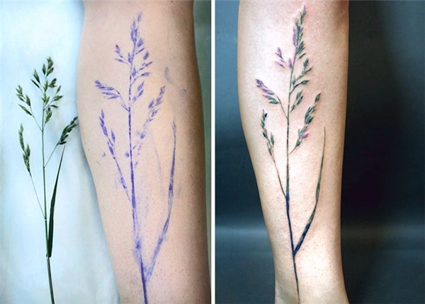 Mê mẩn với những hình xăm được in từ hoa cỏ thật