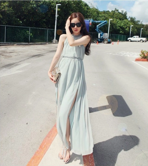 Váy đầm maxi xẻ đùi đẹp cho cô nàng công sở
