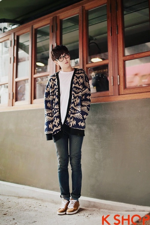 Áo khoác nam cardigan hàn quốc đẹp thu đông ấm áp 2018
