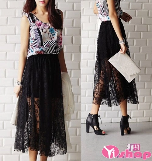 Bst chân váy đầm midi dài đẹp hàn quốc cho nàng duyên dáng