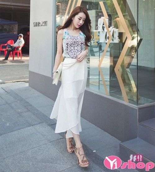 Bst chân váy đầm midi dài đẹp hàn quốc cho nàng duyên dáng