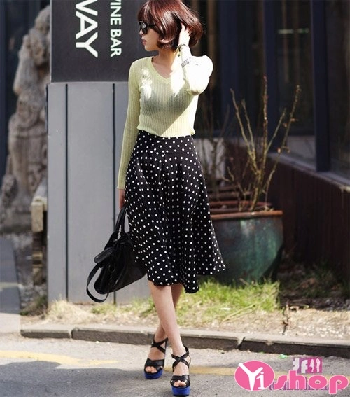 Bst chân váy đầm midi dài đẹp hàn quốc cho nàng duyên dáng
