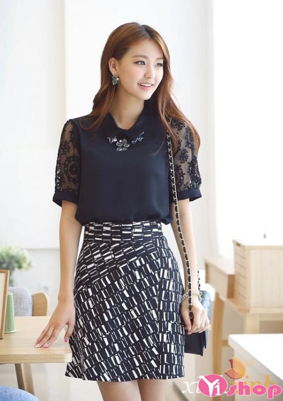 Chân váy đầm xòe họa tiết hoa đẹp hàn quốc hè thanh lịch