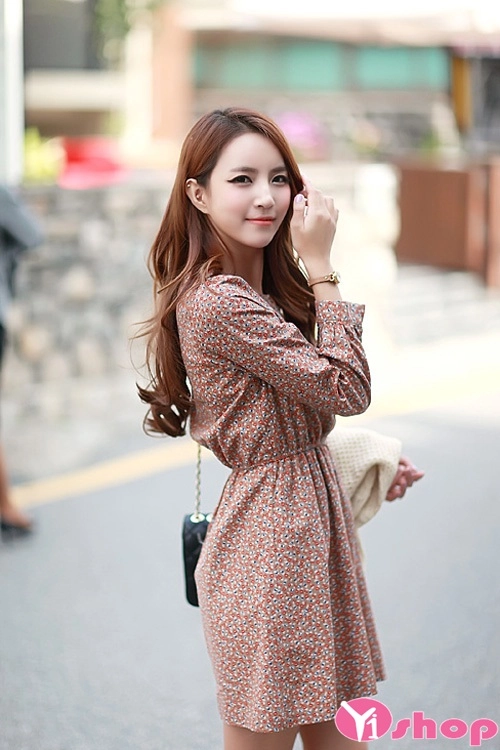 Mẫu váy đầm liền thân dáng xòe đẹp cho nàng công sở thanh lịch