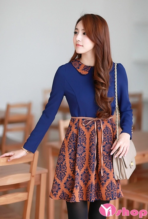 Mẫu váy đầm liền thân dáng xòe đẹp cho nàng công sở thanh lịch