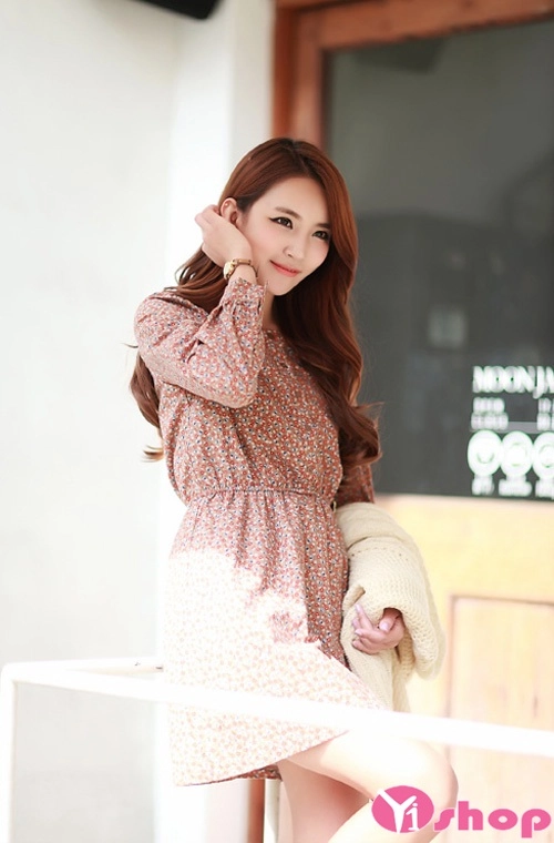 Mẫu váy đầm liền thân dáng xòe đẹp cho nàng công sở thanh lịch