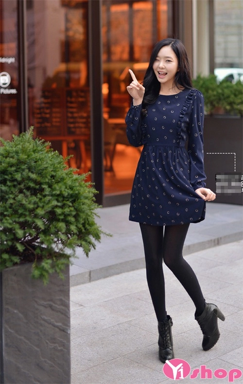 Mẫu váy đầm liền thân dáng xòe đẹp cho nàng công sở thanh lịch