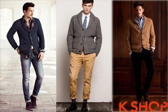 Những mẫu áo khoác cardigan nam cổ bẻ đẹp ấm áp thanh lịch
