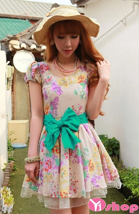 Thời trang váy đầm dáng xòe tay bồng đẹp cho nàng gầy mảnh mai
