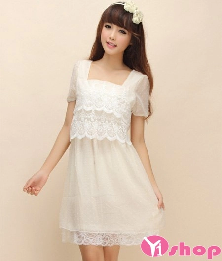 Thời trang váy đầm dáng xòe tay bồng đẹp cho nàng gầy mảnh mai