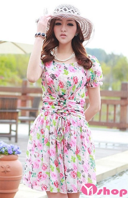 Thời trang váy đầm dáng xòe tay bồng đẹp cho nàng gầy mảnh mai