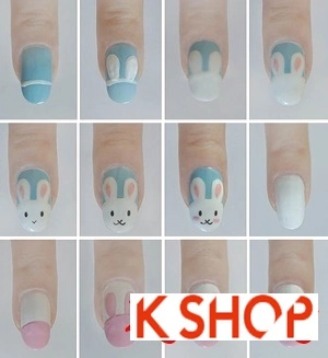 Vẽ nail đẹp hình con thỏ trên móng tay cho cô nàng dễ thương 2018