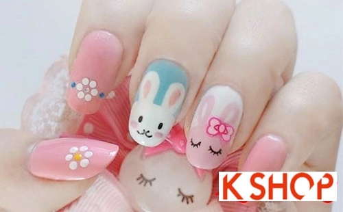 Vẽ nail đẹp hình con thỏ trên móng tay cho cô nàng dễ thương 2018