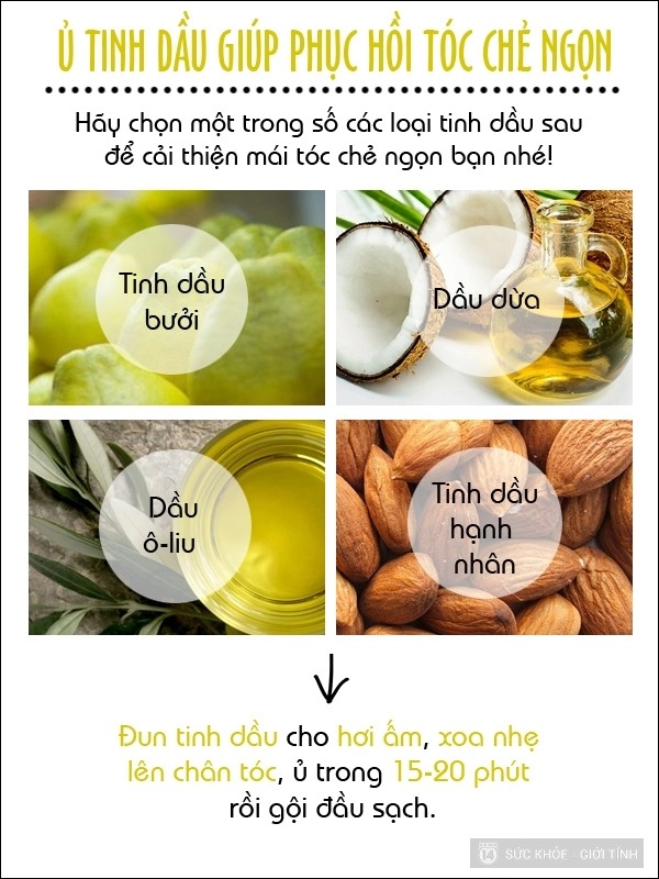 Các bước chăm sóc cải thiện tóc chẻ ngọn hiệu quả