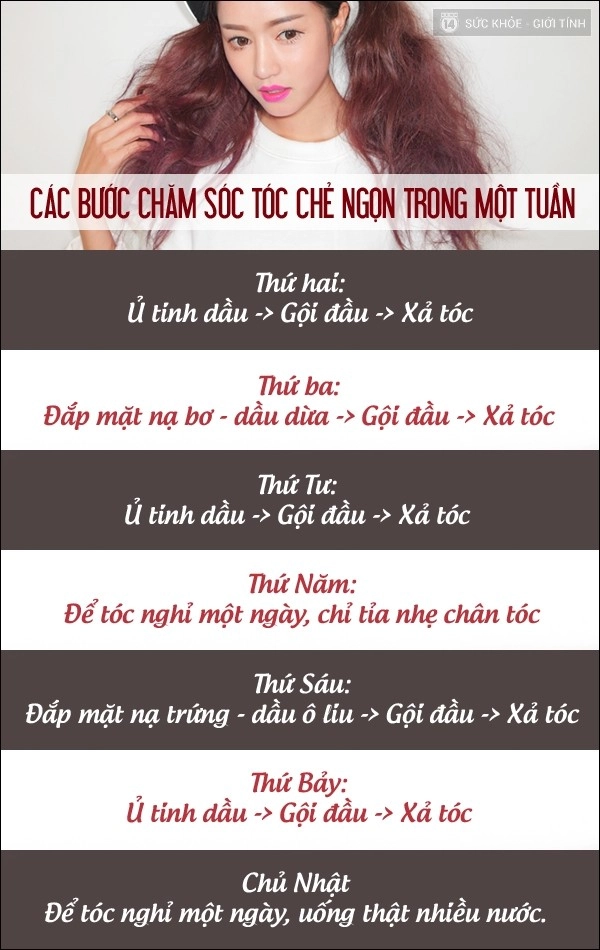 Các bước chăm sóc cải thiện tóc chẻ ngọn hiệu quả