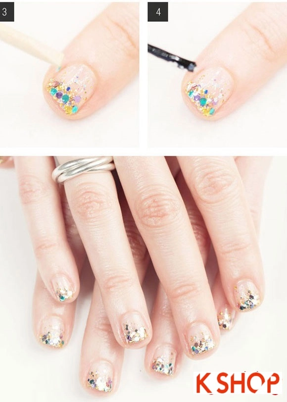 Cách vẽ 2 mẫu móng tay nail kim tuyến đẹp đơn giản xinh xắn cho bạn tự tin