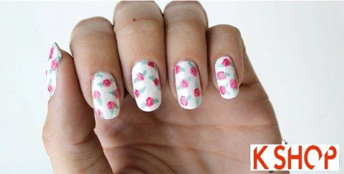 Cách vẽ nail móng tay đẹp hình hoa hồng dễ thương tự tin