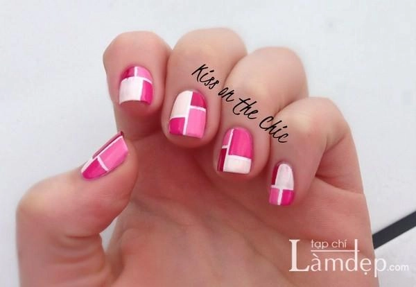 Những mẫu móng tay nail họa tiết hình học đẹp sành điệu