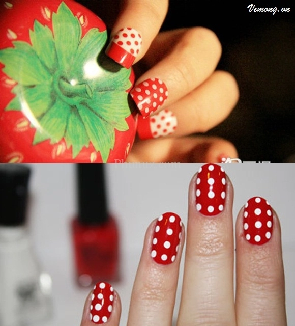 Những mẫu nail móng tay chấm bi đẹp dễ thương