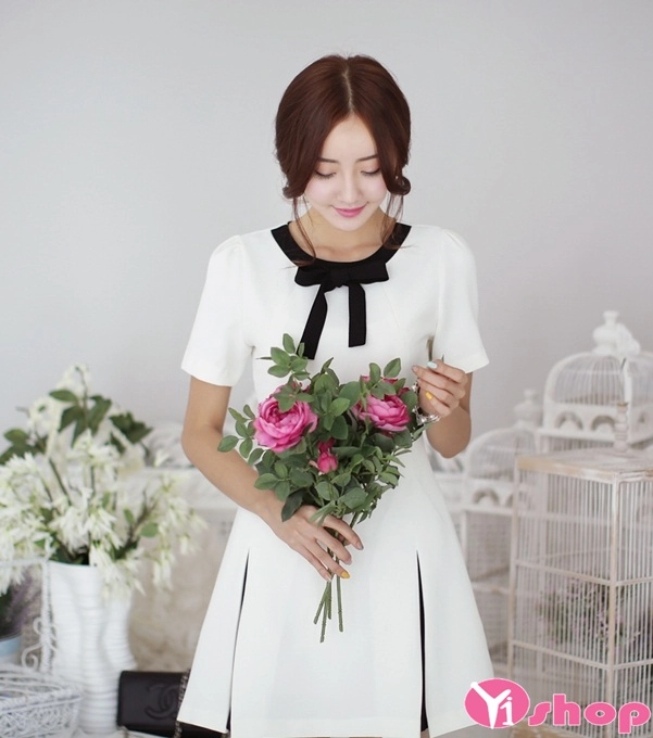 Váy đầm trắng liền thân đẹp kiểu hàn quốc độc đáo đáng yêu