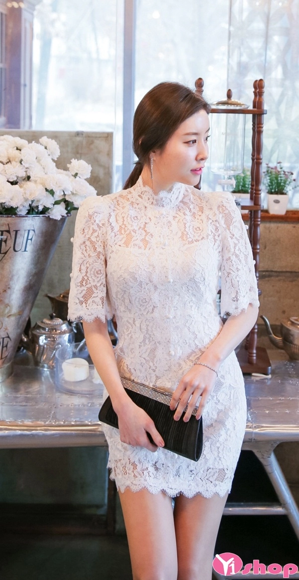 Váy đầm trắng liền thân đẹp kiểu hàn quốc độc đáo đáng yêu