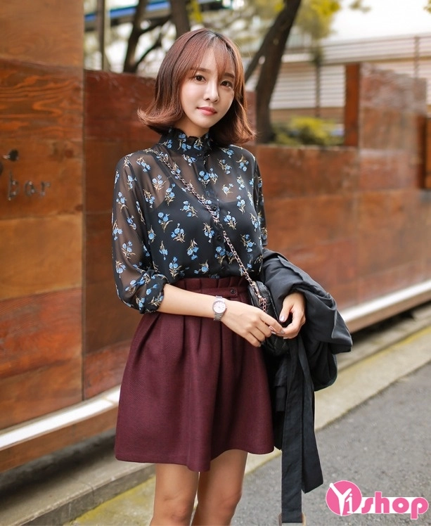 Áo sơ mi nữ hoa voan đẹp đang hot nhất hiện nay cá tính