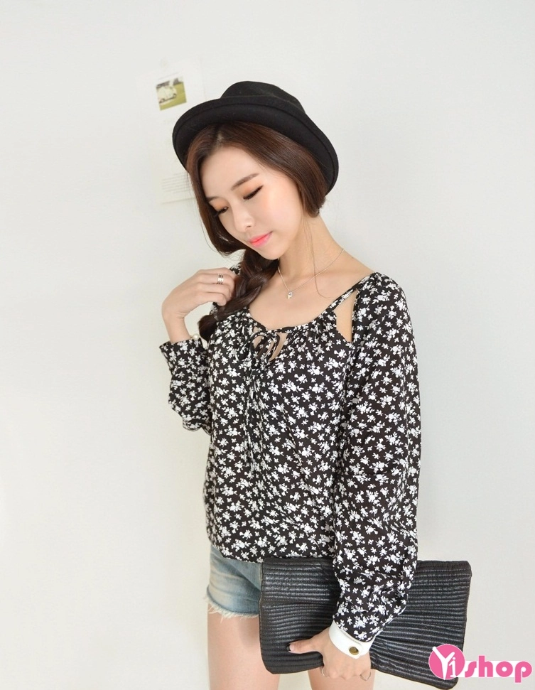 Áo sơ mi nữ hoa voan đẹp đang hot nhất hiện nay cá tính