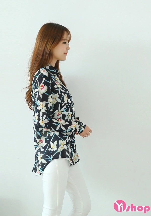 Áo sơ mi nữ hoa voan đẹp đang hot nhất hiện nay cá tính