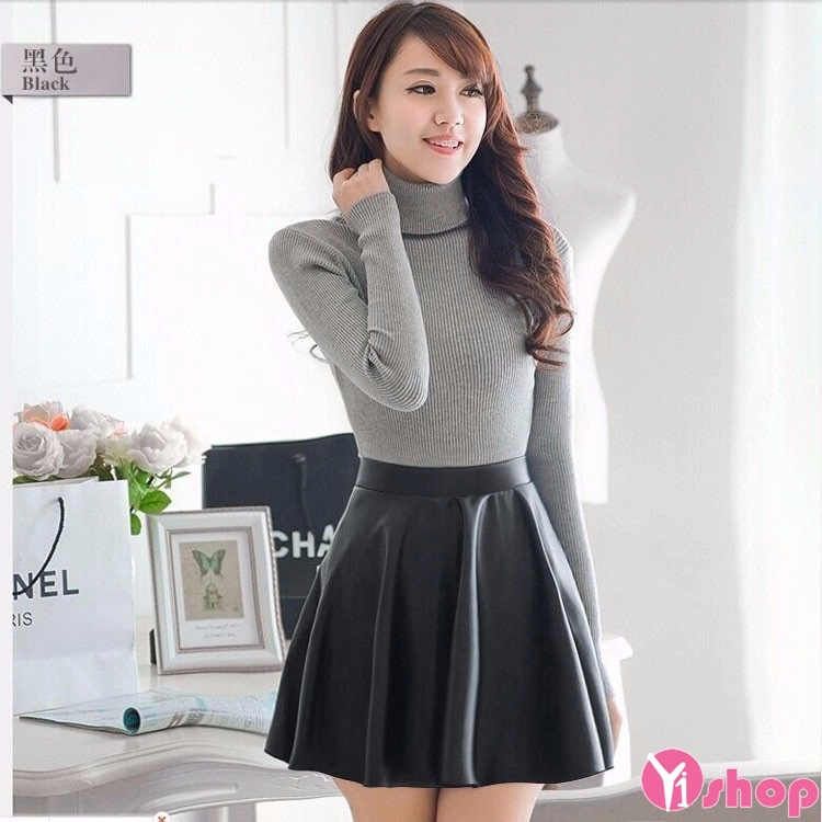 Chân váy đầm xòe màu đen đẹp cho nàng nấm lùn sành điệu